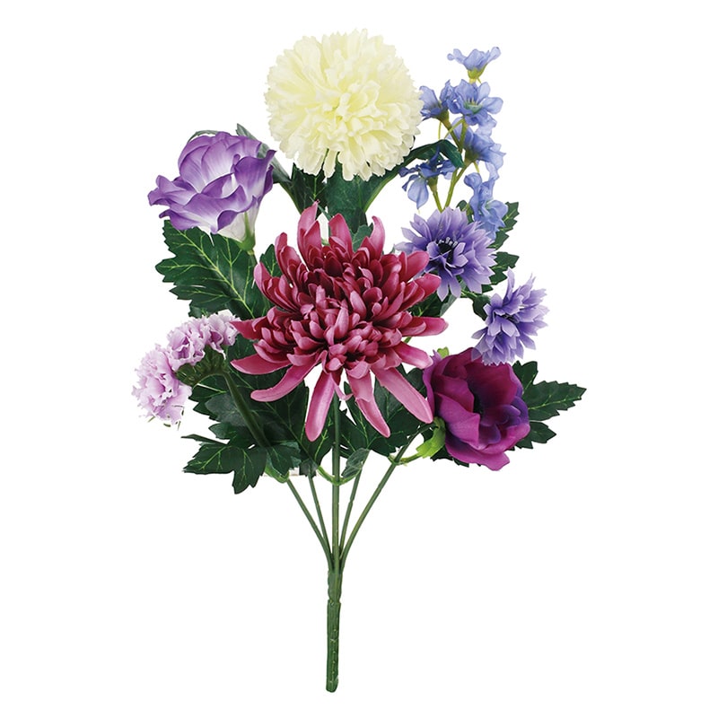 ポピー 造花　洋花カラー仏花ブッシュ S　パープル FP-1031-PU 1本（ご注文単位12本）【直送品】