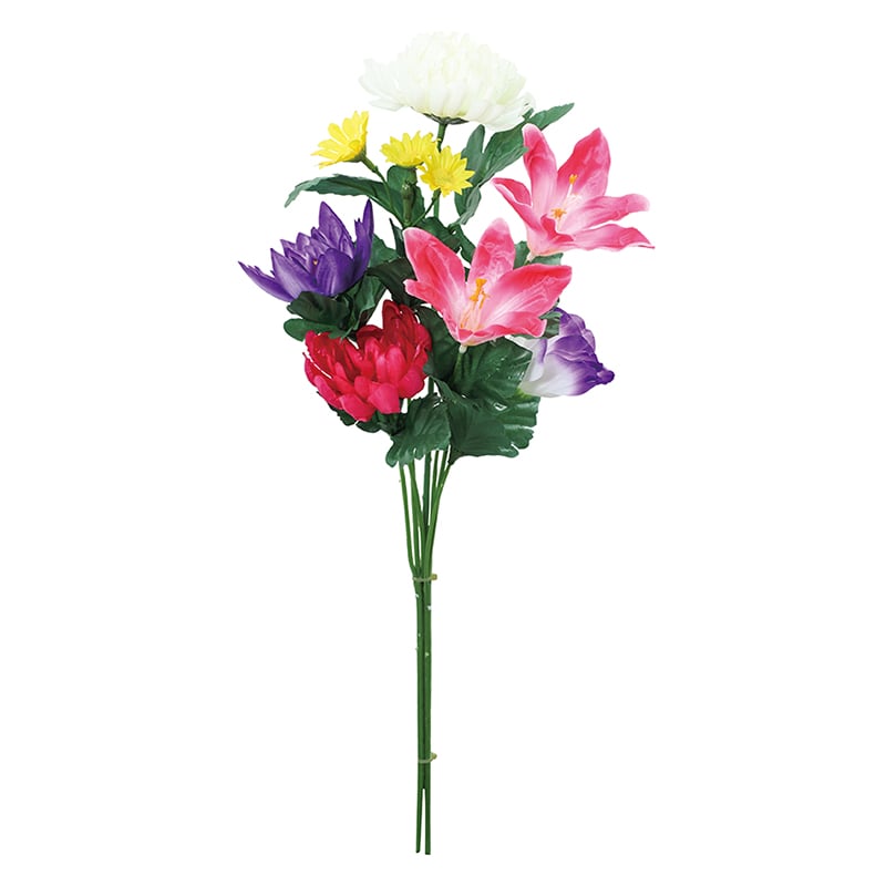 ポピー 造花　エコ仏花組花　マム・ユリ M FP-1035-MIX 1本（ご注文単位24本）【直送品】