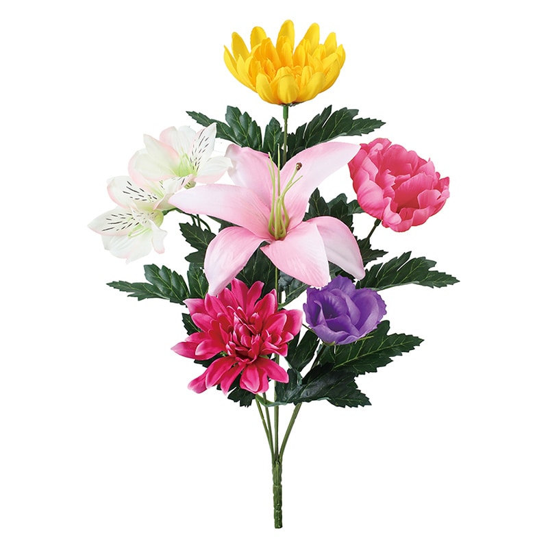 ポピー 造花　デザインカラー仏花ブッシュ L FP-1041-MIX 1本（ご注文単位12本）【直送品】