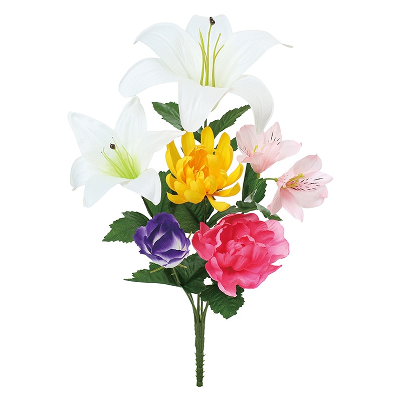 ポピー 造花　仏花ブッシュ　ユリミックス M FP-1097-MIX 1本（ご注文単位12本）【直送品】