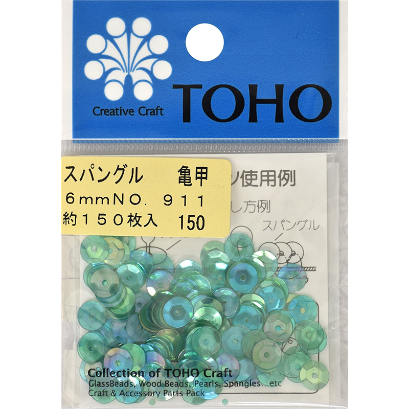 TOHO スパングル 亀甲 約6mm 濃ピンクオーロラ 約150枚入り No.909 1枚(ご注文単位1枚)【直送品】