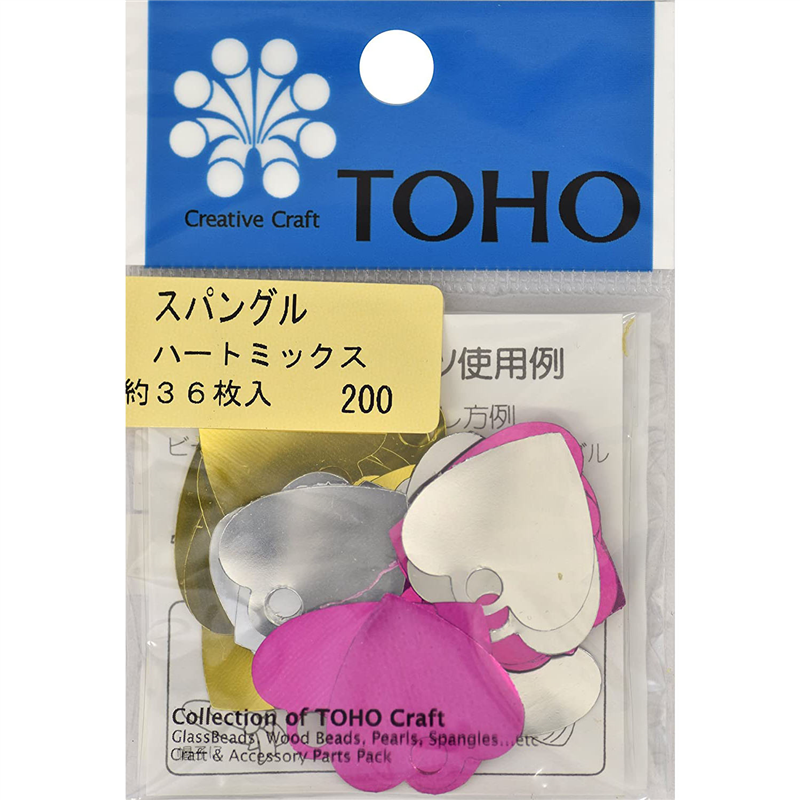 TOHO スパングル ハート ミックス 約22mm 約36枚入り 1枚(ご注文単位1枚)【直送品】