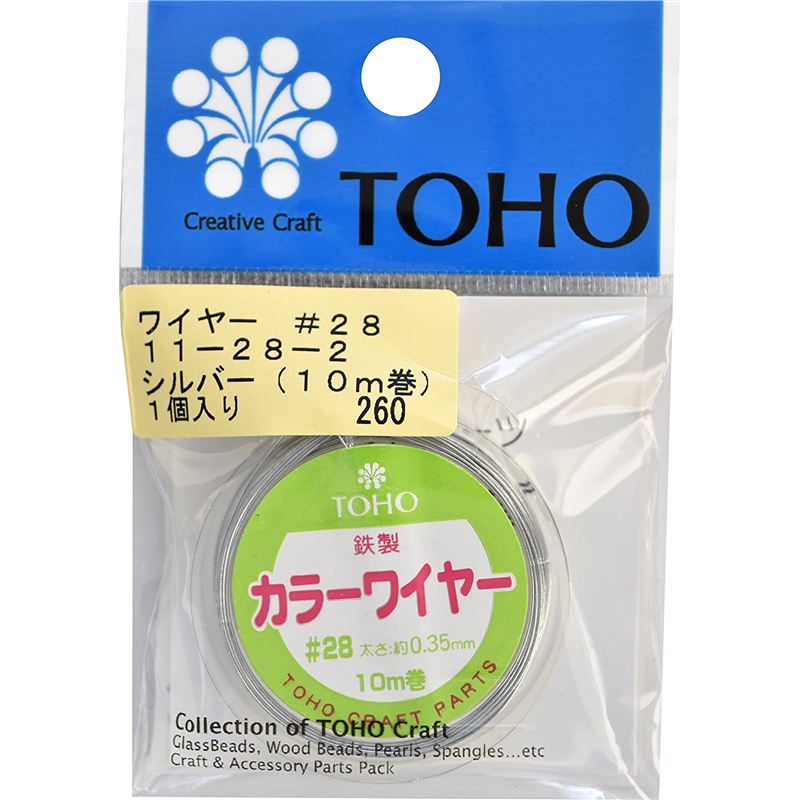 TOHO ワイヤー #28 太さ約0.35mm×長さ約10m巻 シルバー 11-28-2 1枚（ご注文単位1枚）【直送品】