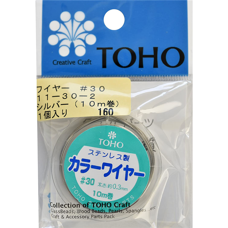 TOHO ワイヤー #30 太さ約0.3mm×長さ約10m巻 シルバー 11-30-2 1枚（ご注文単位1枚）【直送品】