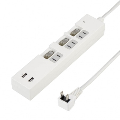 ヤザワコーポレーション 個別スイッチ付3AC+2USB 3.4A ホワイト Y02KS532WH2U 1個(ご注文単位1個)【直送品】
