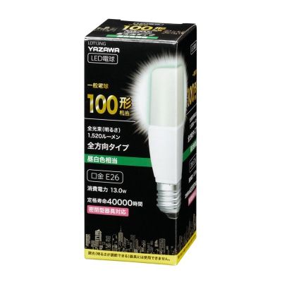 ヤザワコーポレーション T形LED電球 100W形相当 E26 昼白色 LDT13NG 1個（ご注文単位1個）【直送品】