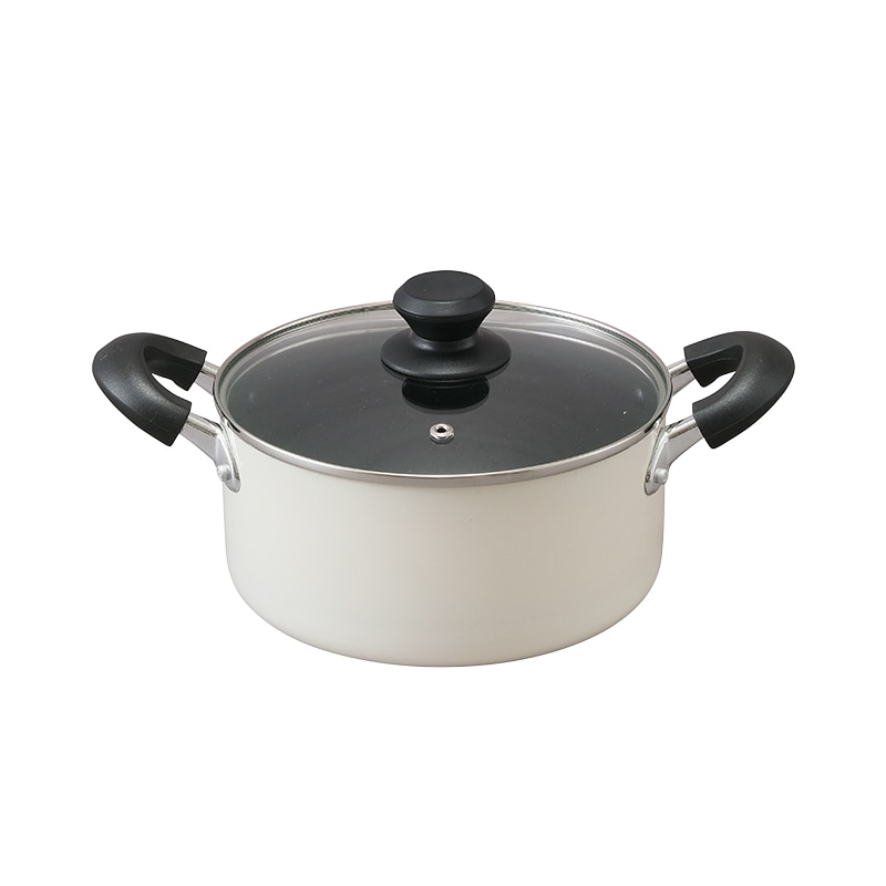 アイリスオーヤマ ダイヤモンドコート　両手なべ　IH／ガス火対応 20cm　ホワイト DIS-P20 1個（ご注文単位1個）【直送品】