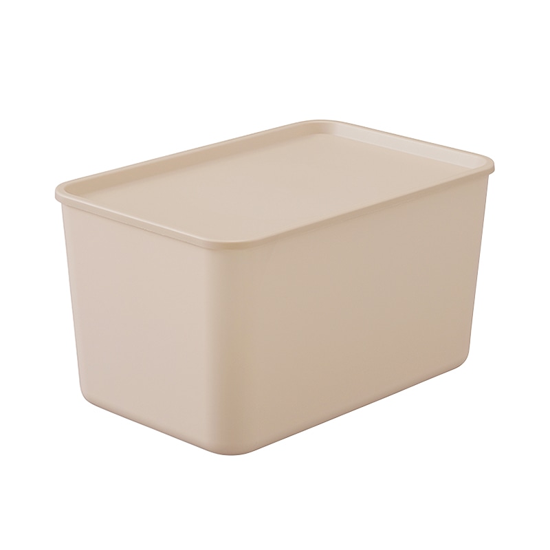 アイリスオーヤマ フタ付き積み重ねBOX Mサイズ 深型 ピンクベージュ FTB-45D 1個(ご注文単位6個)【直送品】