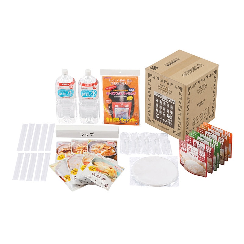 アイリスオーヤマ 非常食セット 水入り 1人用 21点 HSS1-21 1個(ご注文単位1個)【直送品】
