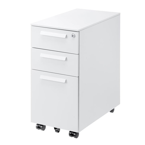 サンワサプライ キャビネット 3段 ホワイト SNW-107W 1個(ご注文単位1個)【直送品】