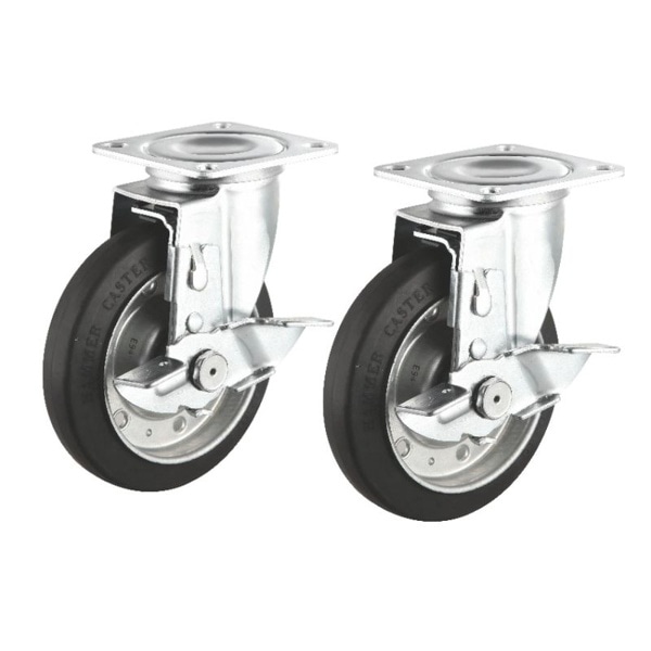 サンワサプライ 汎用キャスター 125mm径 ゴム製 2個セット フリーストッパー付 CST-125ER-FRST2 1個（ご注文単位1個）【直送品】