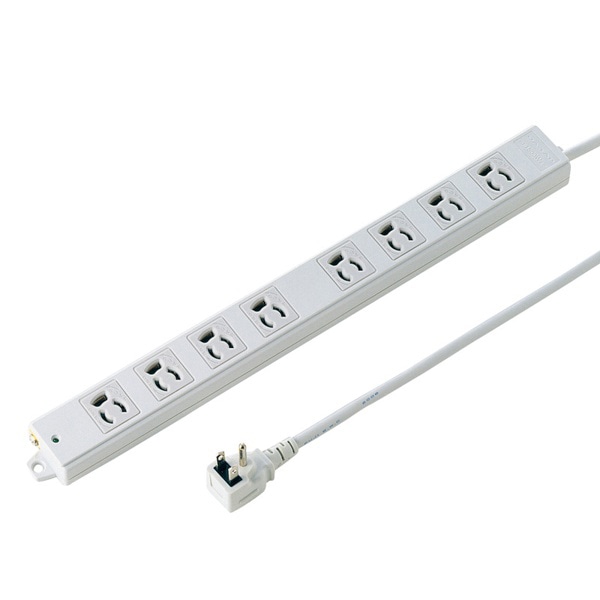 サンワサプライ 工事物件タップ L型プラグ 3P 8個口 1m TAP-K8L-1 1個(ご注文単位1個)【直送品】