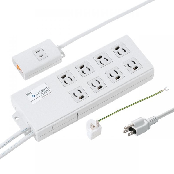 サンワサプライ ノイズフィルタタップ 3P 8個口 2m TAP-3804NFN 1個(ご注文単位1個)【直送品】