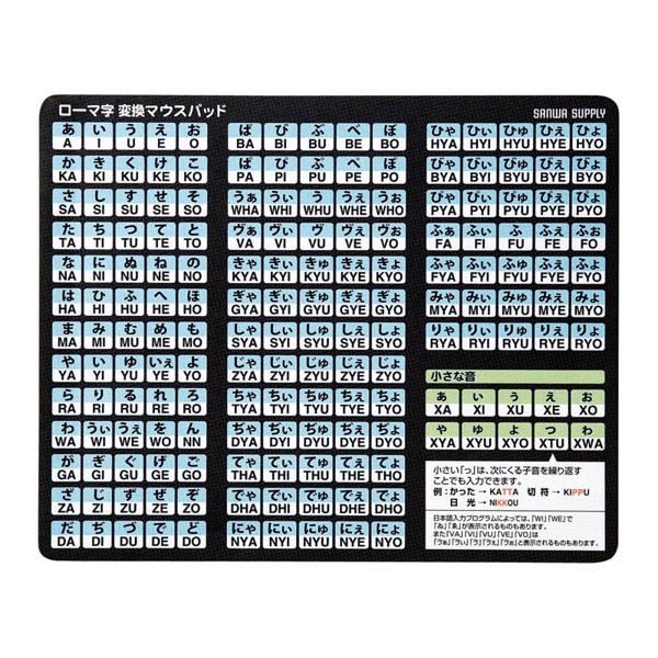 サンワサプライ ローマ字変換マウスパッド ブラック MPD-OP17RL8BK 1個（ご注文単位1個）【直送品】