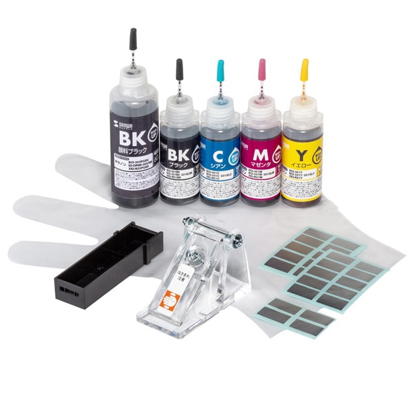 サンワサプライ 詰め替えインク キャノン 工具付き 5色 BCI-300／301／330／331用 INK-C301S5S 1個（ご注文単位1個）【直送品】