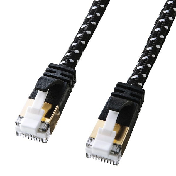 サンワサプライ 細径メッシュLANケーブル つめ折れ防止 カテゴリ7 ブラック&ホワイト 3m KB-T7ME-03BKW 1個（ご注文単位1個）【直送品】