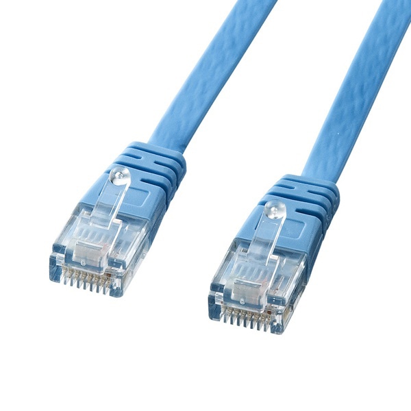 サンワサプライ フラットLANケーブル カテゴリ6 5m ライトブルー KB-FL6-05LBN 1個（ご注文単位1個）【直送品】