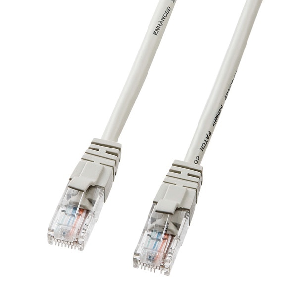 サンワサプライ エンハンスドLANケーブル カテゴリ5 5m ライトグレー LKB5Y-05N 1個(ご注文単位1個)【直送品】