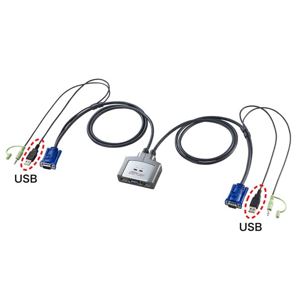サンワサプライ パソコン自動切替器 2：1 SW-KVM2AUUN 1個（ご注文単位1個）【直送品】