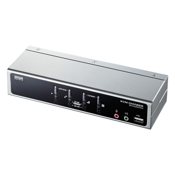 サンワサプライ パソコン自動切替器 USB・PS／2コンソール対応 4：1 SW-KVM4HVCN 1個（ご注文単位1個）【直送品】