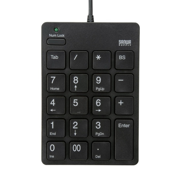 サンワサプライ USB2.0 ハブ付テンキー ブラック NT-18UH2BK 1個（ご注文単位1個）【直送品】