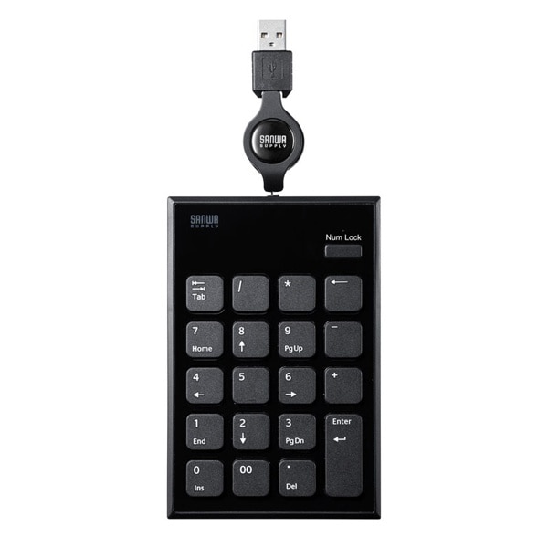 サンワサプライ 巻取り USBテンキー ブラック NT-21UBK 1個（ご注文単位1個）【直送品】
