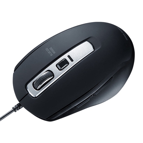 サンワサプライ 静音 有線ブルーLEDマウス 5ボタン ブラック MA-BL163BK 1個(ご注文単位1個)【直送品】
