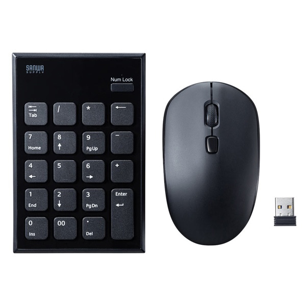 サンワサプライ 静音ワイヤレステンキー マウスセット NT-WL23SETBK 1個(ご注文単位1個)【直送品】