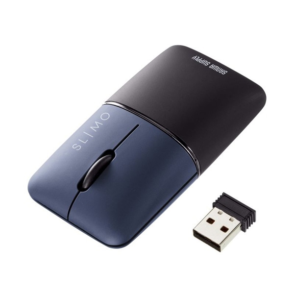 サンワサプライ 静音Bluetoothマウス SLIMO ブルーLED ネイビー MA-WBS310NV 1個（ご注文単位1個）【直送品】