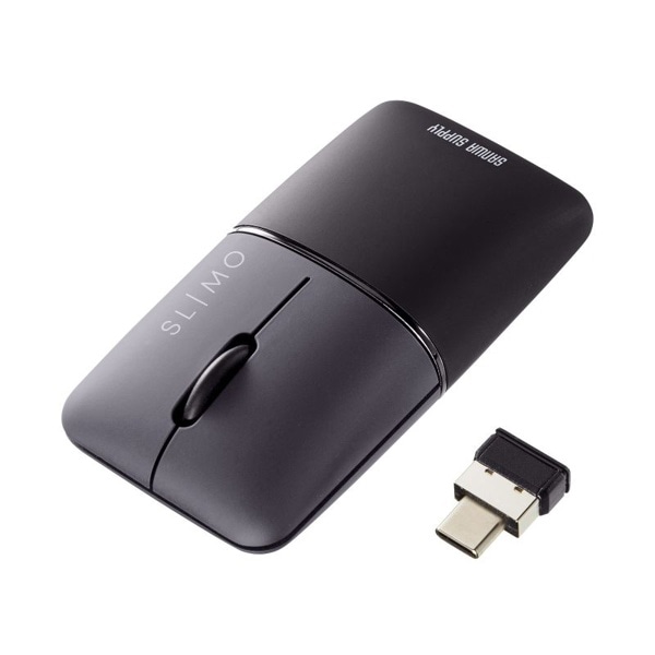サンワサプライ 静音ワイヤレス ブルーLEDマウス SLIMO ブラック MA-WCBS310BK 1個(ご注文単位1個)【直送品】