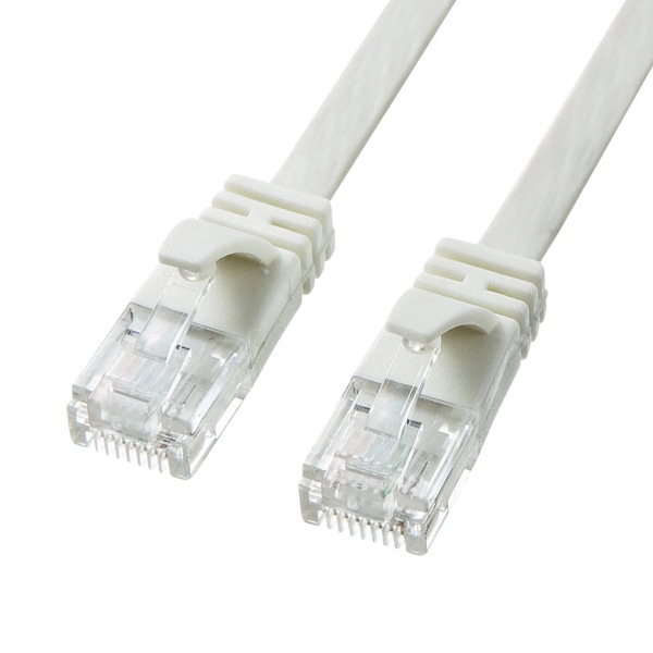 サンワサプライ フラットLANケーブル カテゴリ6A 5m ホワイト KB-FL6A-05W 1個（ご注文単位1個）【直送品】