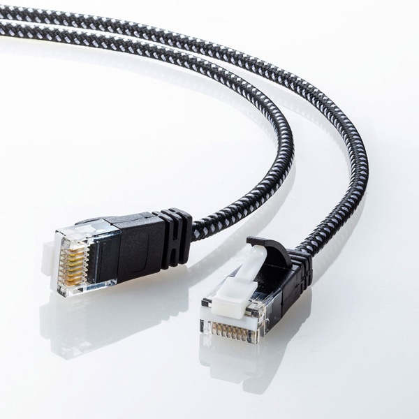 サンワサプライ 細径メッシュLANケーブル つめ折れ防止 カテゴリ6A ブラック&ホワイト 3m KB-T6AME-03BKW 1個(ご注文単位1個)【直送品】