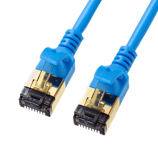 サンワサプライ 細径LANケーブル カテゴリ8 2m ブルー KB-T8SL-02BL 1個（ご注文単位1個）【直送品】