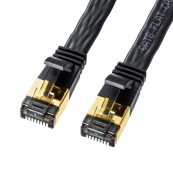 サンワサプライ フラットLANケーブル カテゴリ8 1m ブラック KB-T8FL-01BK 1個（ご注文単位1個）【直送品】