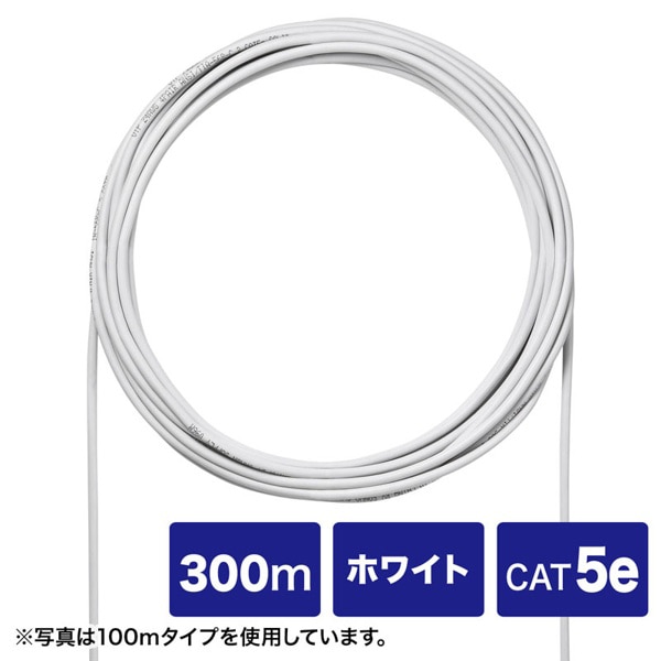 サンワサプライ 自作用UTP単線ケーブル カテゴリ5e ケーブルのみ ホワイト 300m KB-C5L-CB300WN 1個（ご注文単位1個）【直送品】