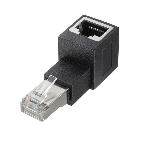 サンワサプライ RJ-45L型変換アダプタ 上出し カテゴリ6A ADT-RJ6A-LU 1個（ご注文単位1個）【直送品】