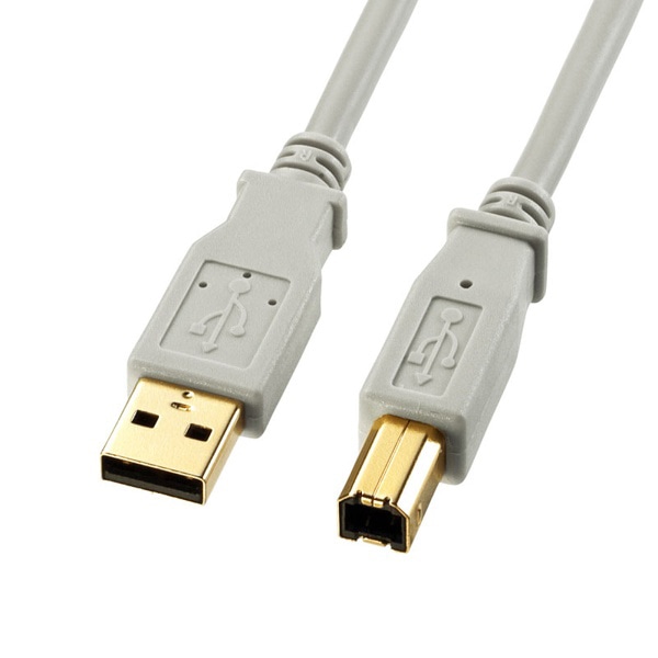 サンワサプライ USB2.0ケーブル 金メッキコネクタ 1m ライトグレー KU20-1HK2 1個（ご注文単位1個）【直送品】