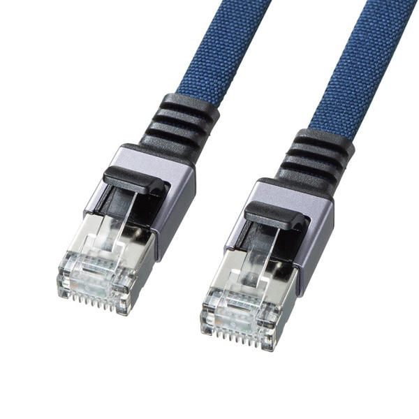 サンワサプライ メッシュフラットLANケーブル カテゴリ6A 1m ブルー KB-FL6AME-01BL 1個（ご注文単位1個）【直送品】