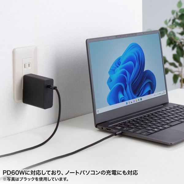 サンワサプライ USB Type-C シリコンメッシュケーブル 2m ホワイト KU-CCP60SM20W 1個(ご注文単位1個)【直送品】