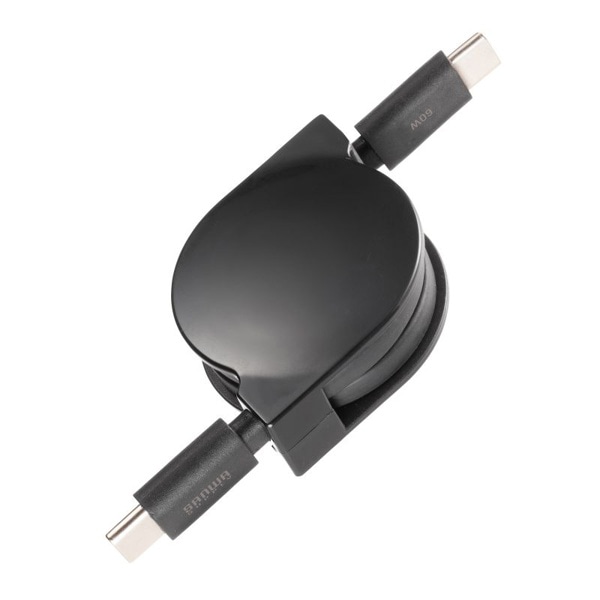 サンワサプライ USB2.0 Type-C 巻取りケーブル 0.8m ブラック KU-CCP60M08BK 1個（ご注文単位1個）【直送品】
