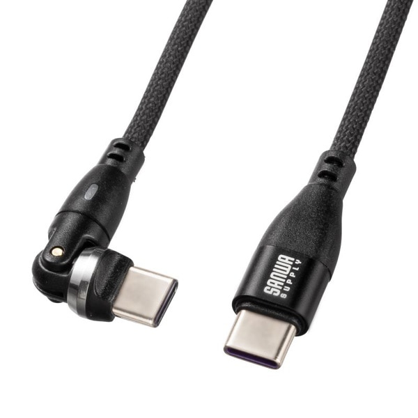 サンワサプライ USB2.0 Type-C 回転ケーブル 1.8m ブラック KU-CCP100KA18BK 1個（ご注文単位1個）【直送品】