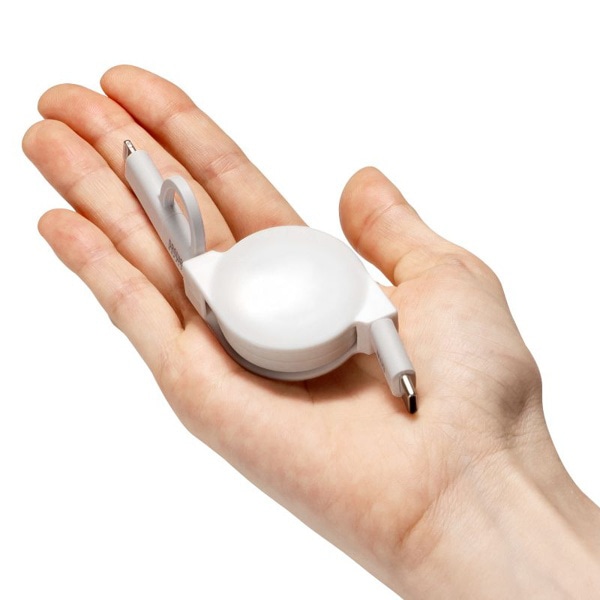 サンワサプライ USB2.0 Type-C 巻き取りケーブル ライトニング変換アダプタ付き ホワイト KB-IPLTCM08W 1個（ご注文単位1個）【直送品】