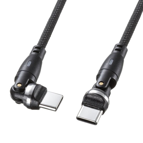 サンワサプライ USB2.0 Type-C 回転ケーブル 1.8m ブラック KU-CCP100KAW18BK 1個（ご注文単位1個）【直送品】
