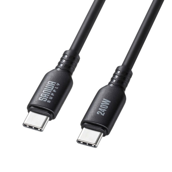 サンワサプライ USB2.0 Type-C シリコンケーブル 0.5m ブラック KU-CCPES05BK 1個（ご注文単位1個）【直送品】
