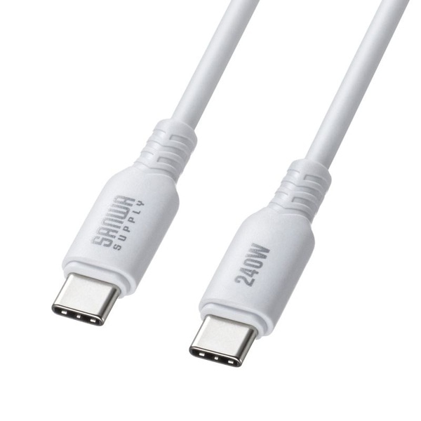 サンワサプライ USB2.0 Type-C シリコンケーブル 1m ホワイト KU-CCPES10W 1個（ご注文単位1個）【直送品】
