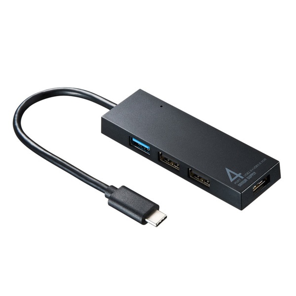 サンワサプライ USB Type-C コンボハブ 4ポート ブラック USB-3TCH7BK 1個（ご注文単位1個）【直送品】