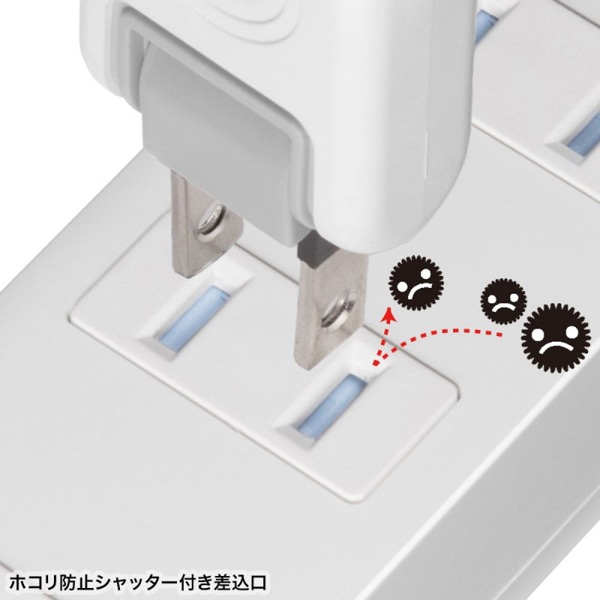 サンワサプライ 火災予防タップ 3個口 2m ホワイト TAP-TSH32N2 1個(ご注文単位1個)【直送品】
