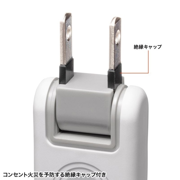 サンワサプライ 火災予防タップ 3個口 2m ホワイト TAP-TSH32N2 1個(ご注文単位1個)【直送品】