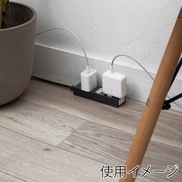 サンワサプライ 火災予防安全タップ 2P・4個口・3m・ブラック TAP-TSH43BKN2 1個(ご注文単位1個)【直送品】