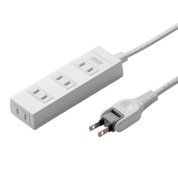 サンワサプライ 火災予防安全タップ 2P・4個口・3m・ホワイト TAP-TSH43N2 1個（ご注文単位1個）【直送品】